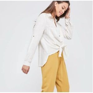Wishlist Apparel Linen Button Down Tie Front Top